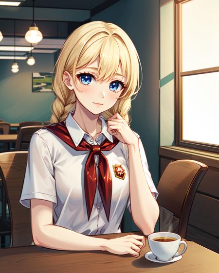 11699-3443433435-masterpiece, high quality, 1girl, blslavya, blue eyes, blonde hair, twin braids, hair over shoulder, white shirt, red badge on s.png